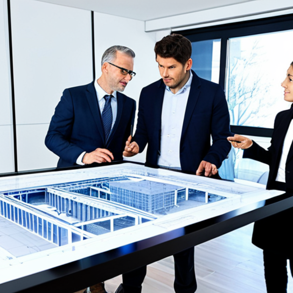 Collaborative Design Review**
"A diverse team of architects and engineers in a brightly lit, modern office, reviewing a large CAD model displayed on a touchscreen. Everyone is fully clothed in professional attire, pointing and discussing aspects of the design. The CAD model showcases a complex building structure. Safe for work, appropriate content, perfect anatomy, well-formed hands, proper finger count, natural proportions, professional, modest, family-friendly."
**